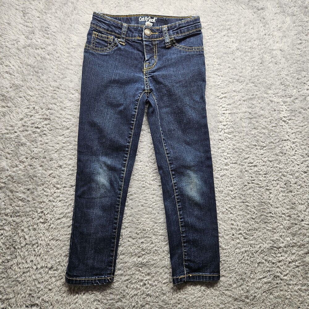 Cat Jack Girls Straight Leg Jeans Size 5 Blue Casual Classic